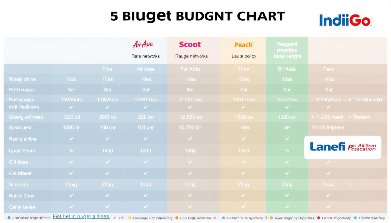 Comparison of Asian budget airlines showing their routes and fees