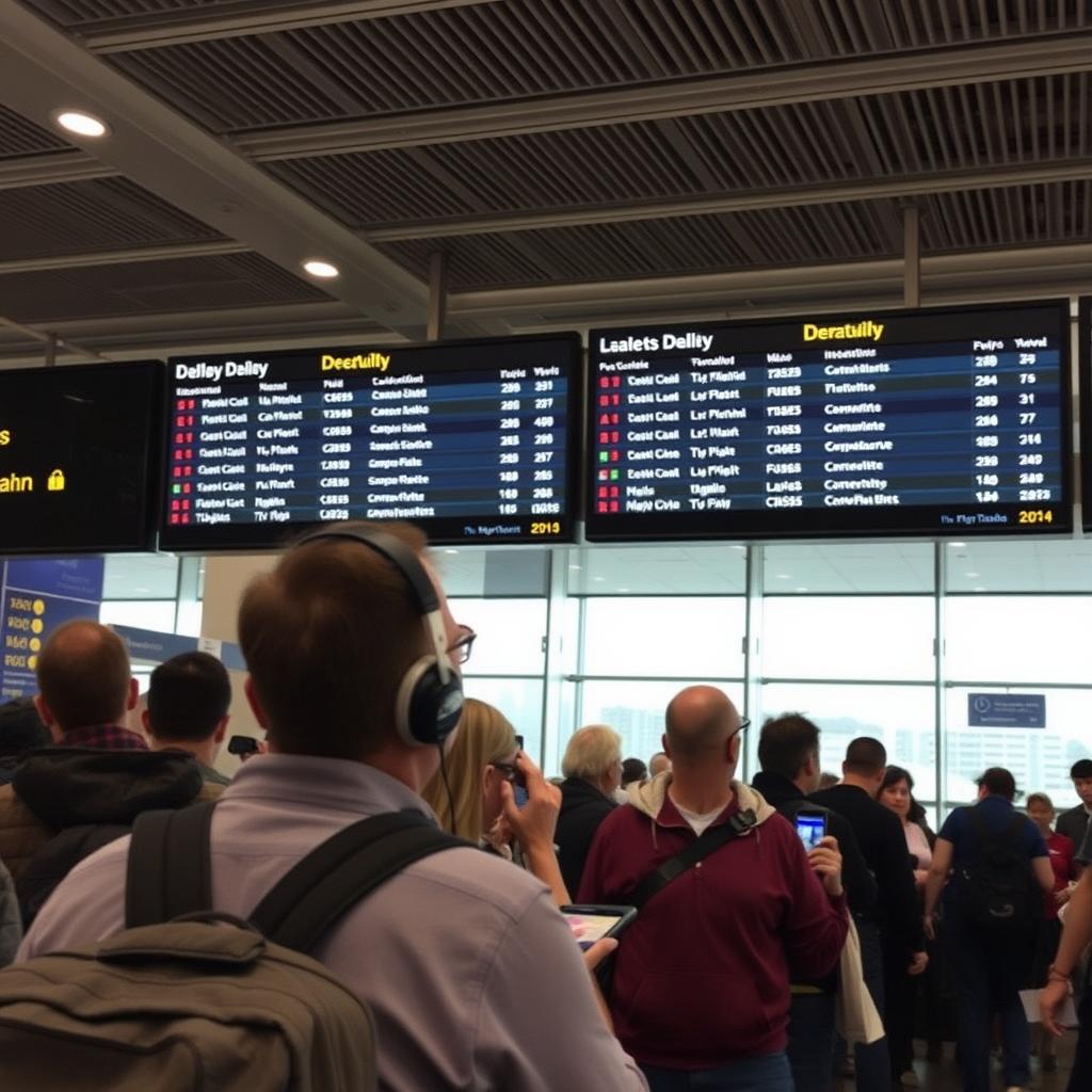 Delayed travelers at airport